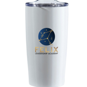Felix Leadership Academy Logo Stainless Steel Double Wall Vacuum Tumbler -White
